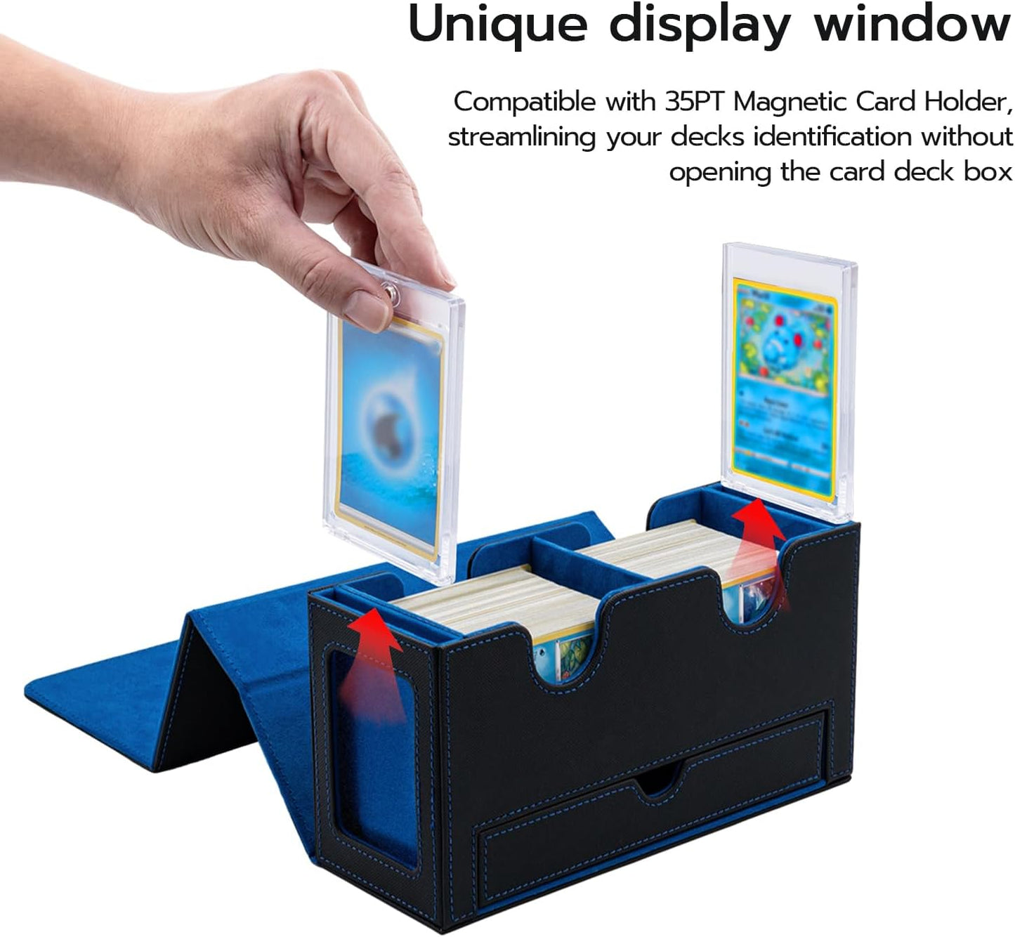 Kartendeckbox mit Schaufenster und Würfelfach, Black And Blue