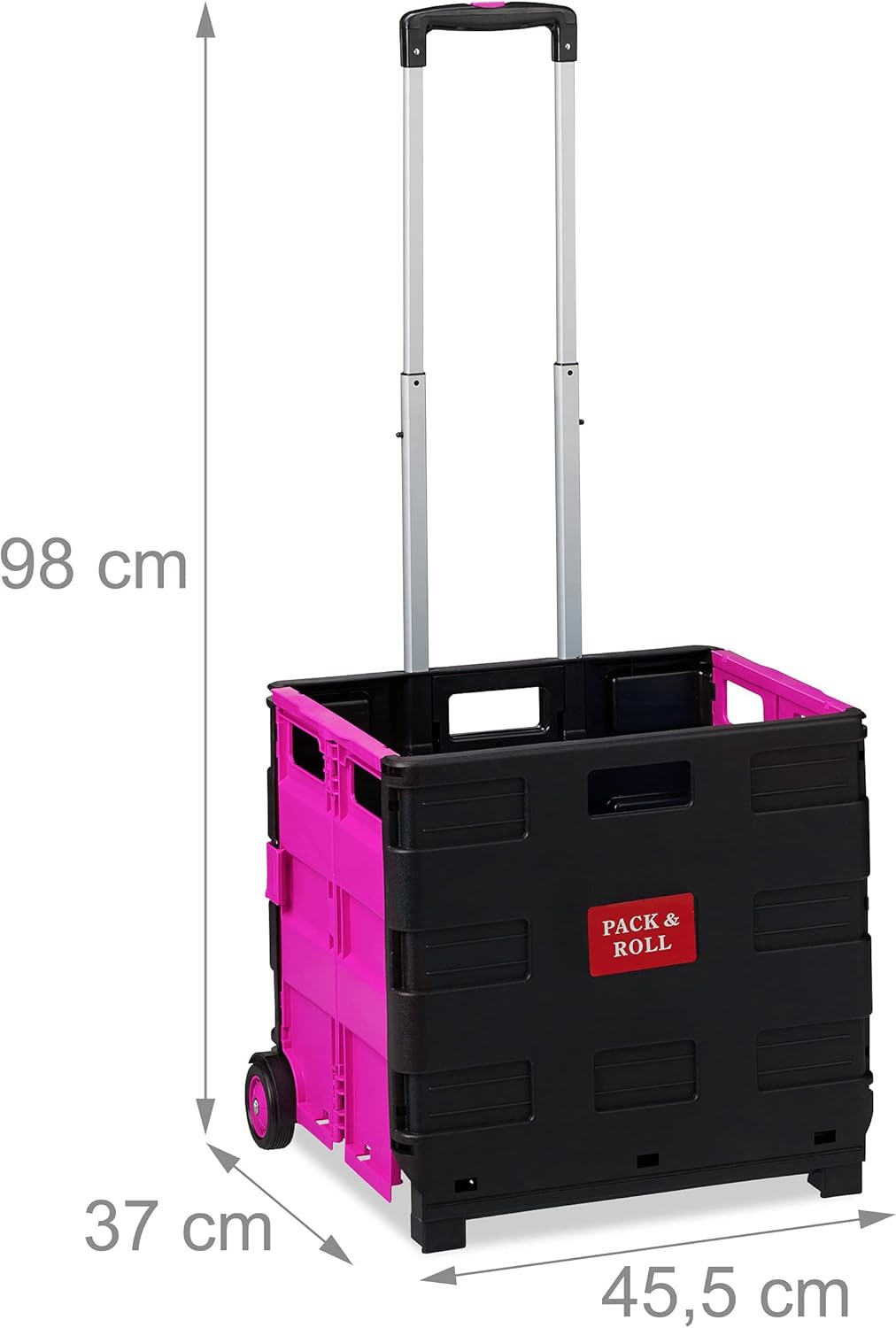 Klappbarer Einkaufstrolley mit Teleskop-Griff, Pink