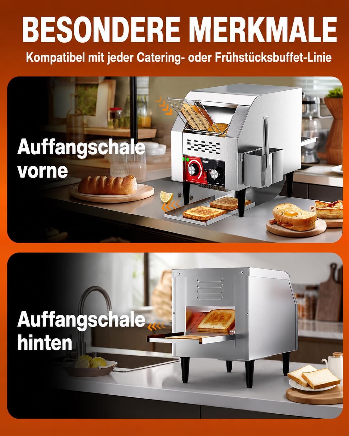 Gewerblicher Durchlauftoaster für 150 Scheiben/Stunde