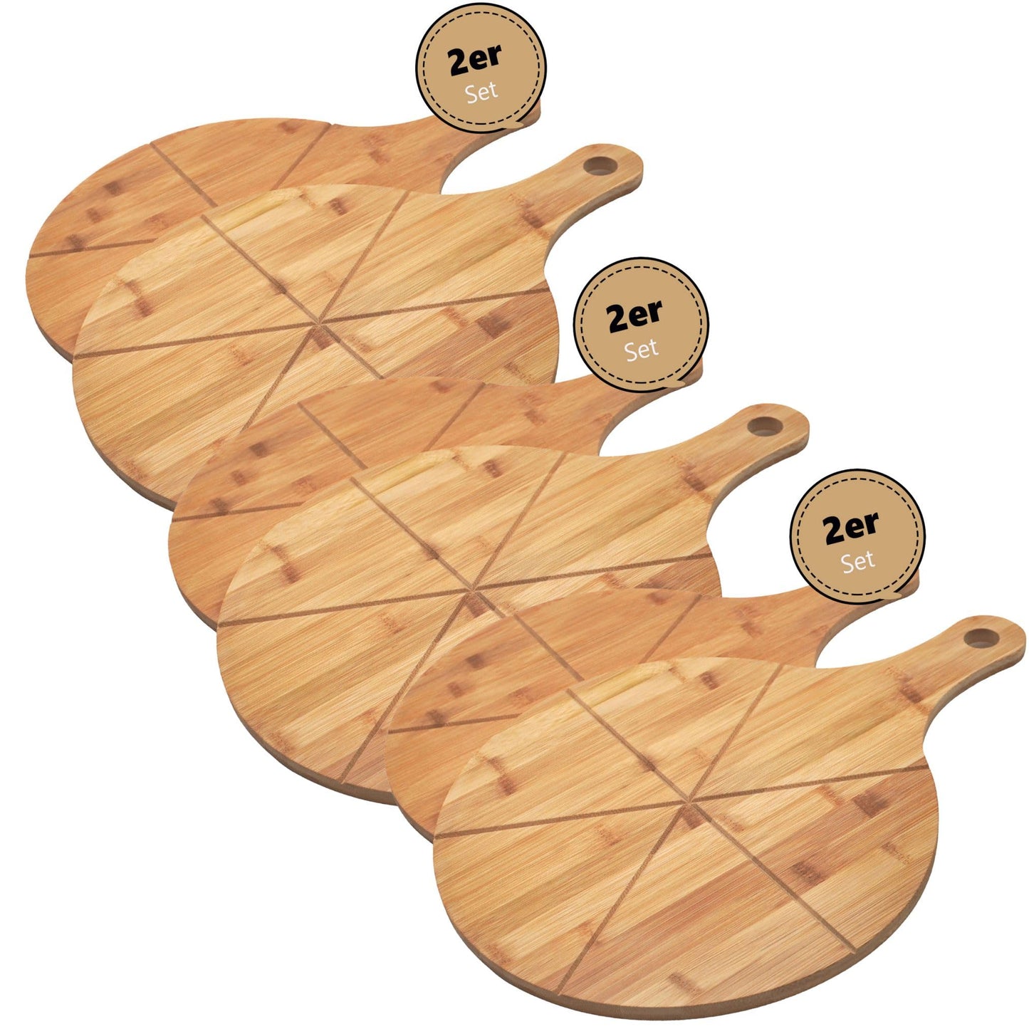 Pizzateller-Set mit Griff, 6er Set