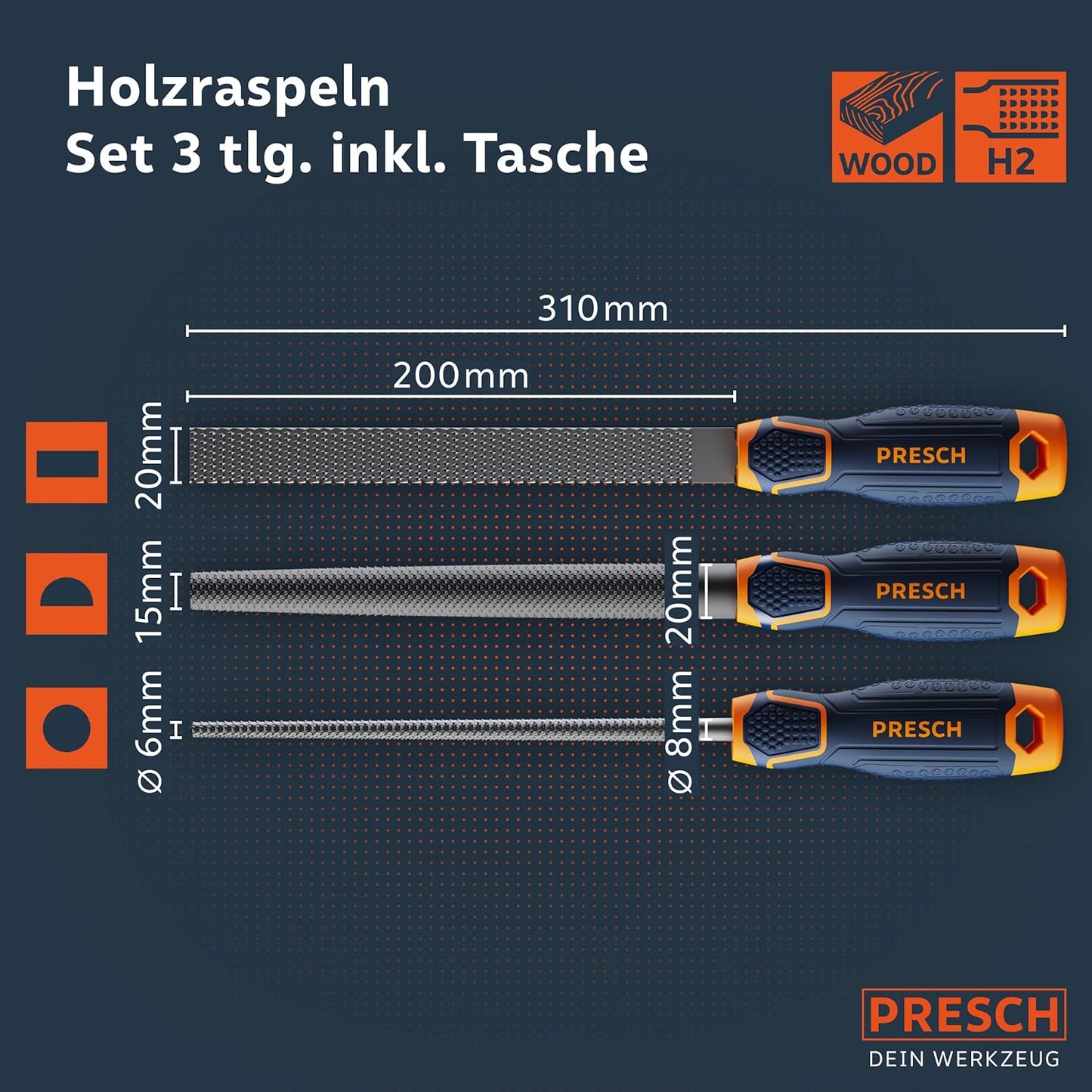 Holzraspel-Set 10162, Holzraspel Set 3 tlg. inkl. Tasche