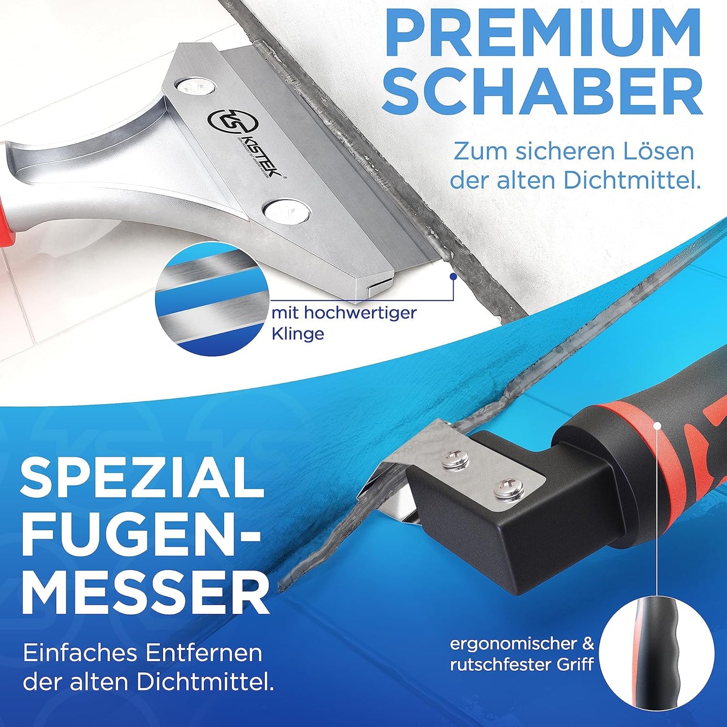 Profi Silikonentferner Werkzeug-Set (18-tlg.), KISTEK® Profi Bundle