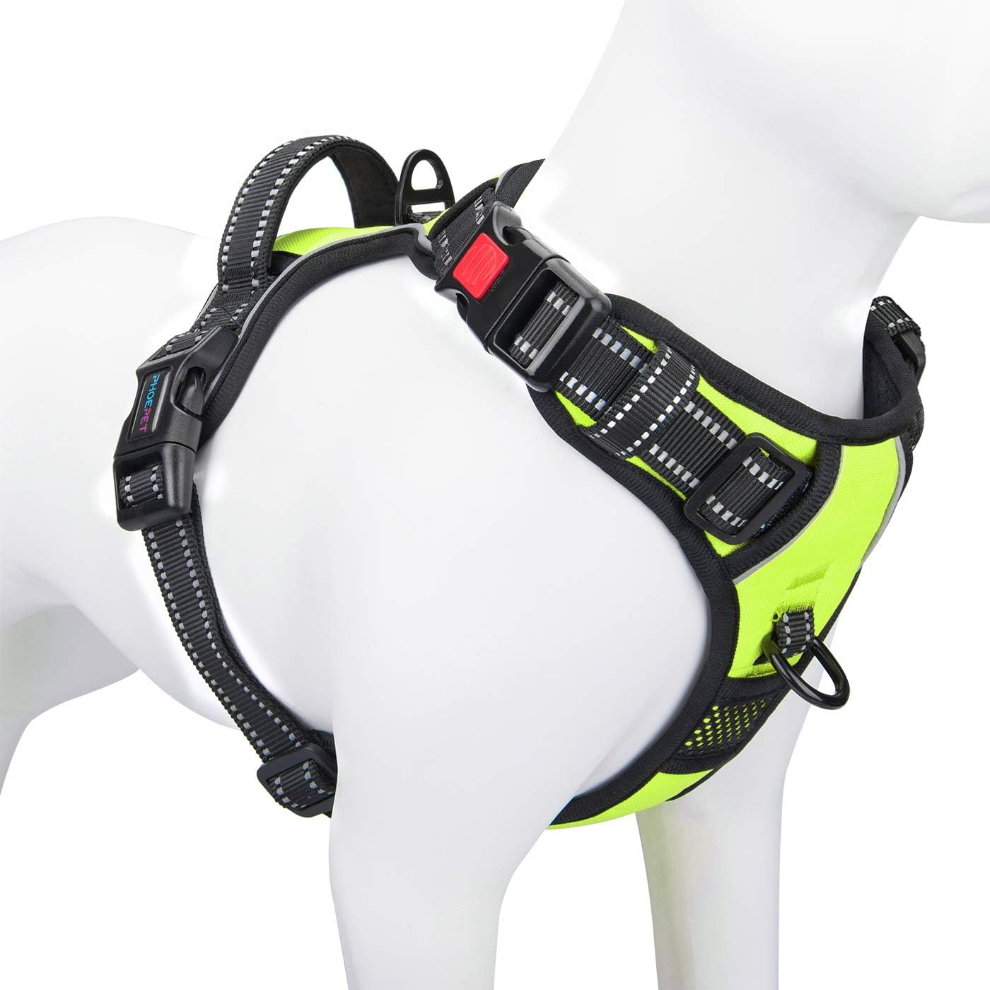 Anti-Zieh-Hundegeschirr, reflektierend, verstellbar, Grün S