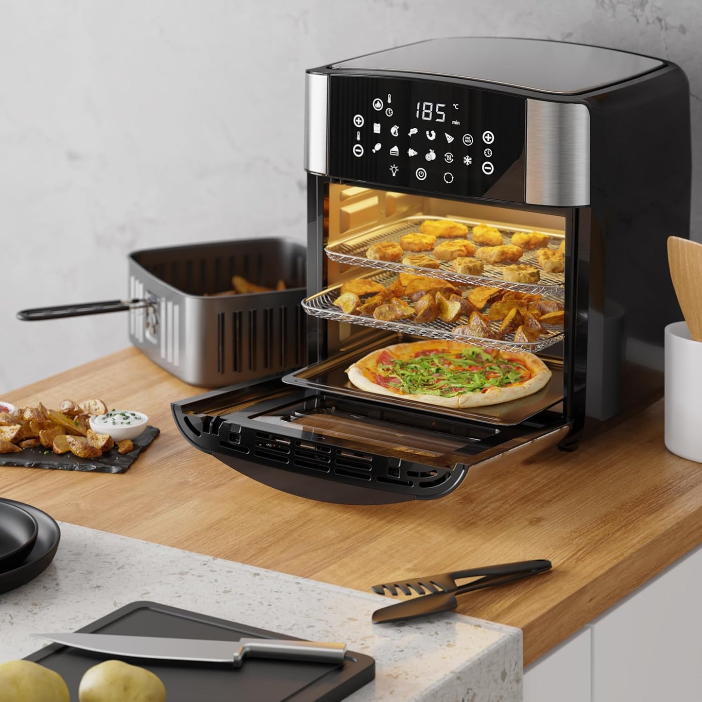 FRY TIME 2 XXL-Heissluftfritteuse mit Grill & Dörrautomat, A: 16 Liter