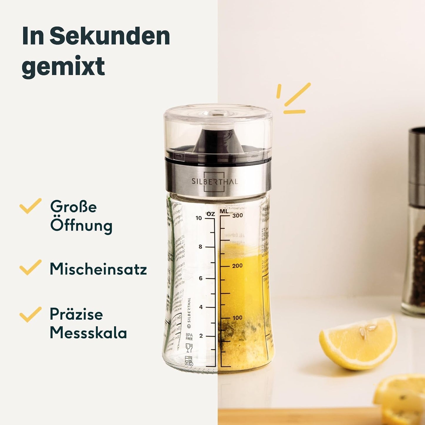 Salatschleuder-Set mit Dressingshaker (Edelstahl, 4,7 L), Geschenkset Salatschleuder + Dressingshaker