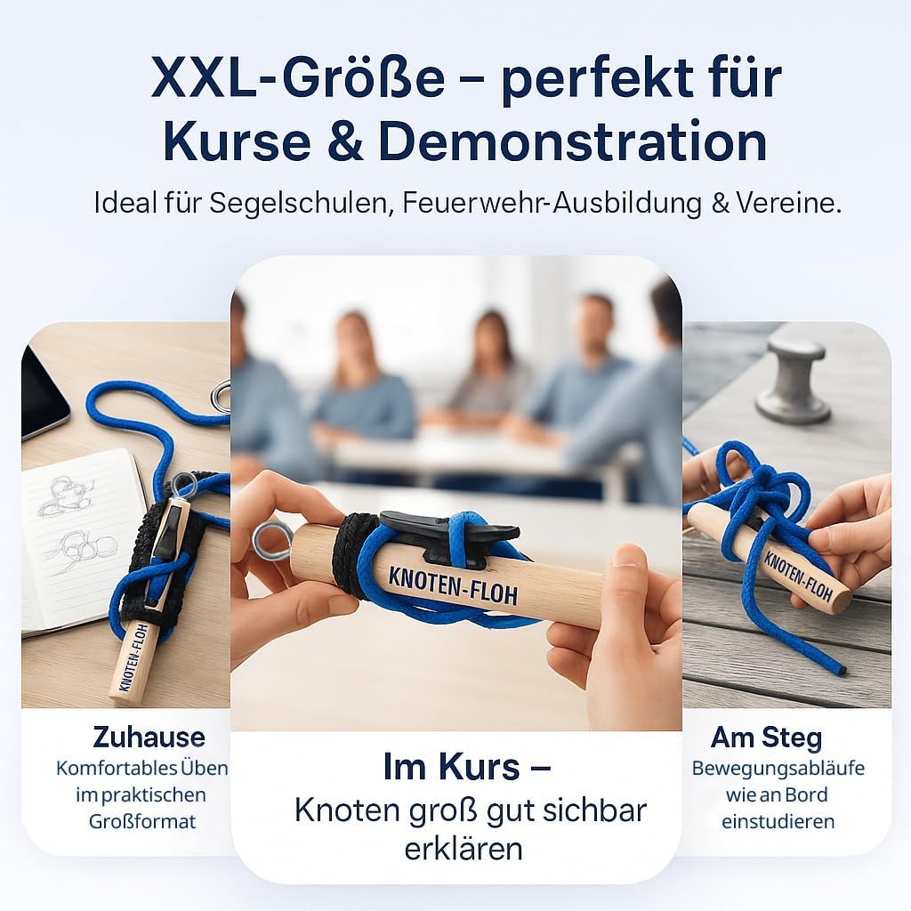 Knoten-Übungsset für Bootsführerschein & Feuerwehr, Schwarz/Blau XXL Kapitän