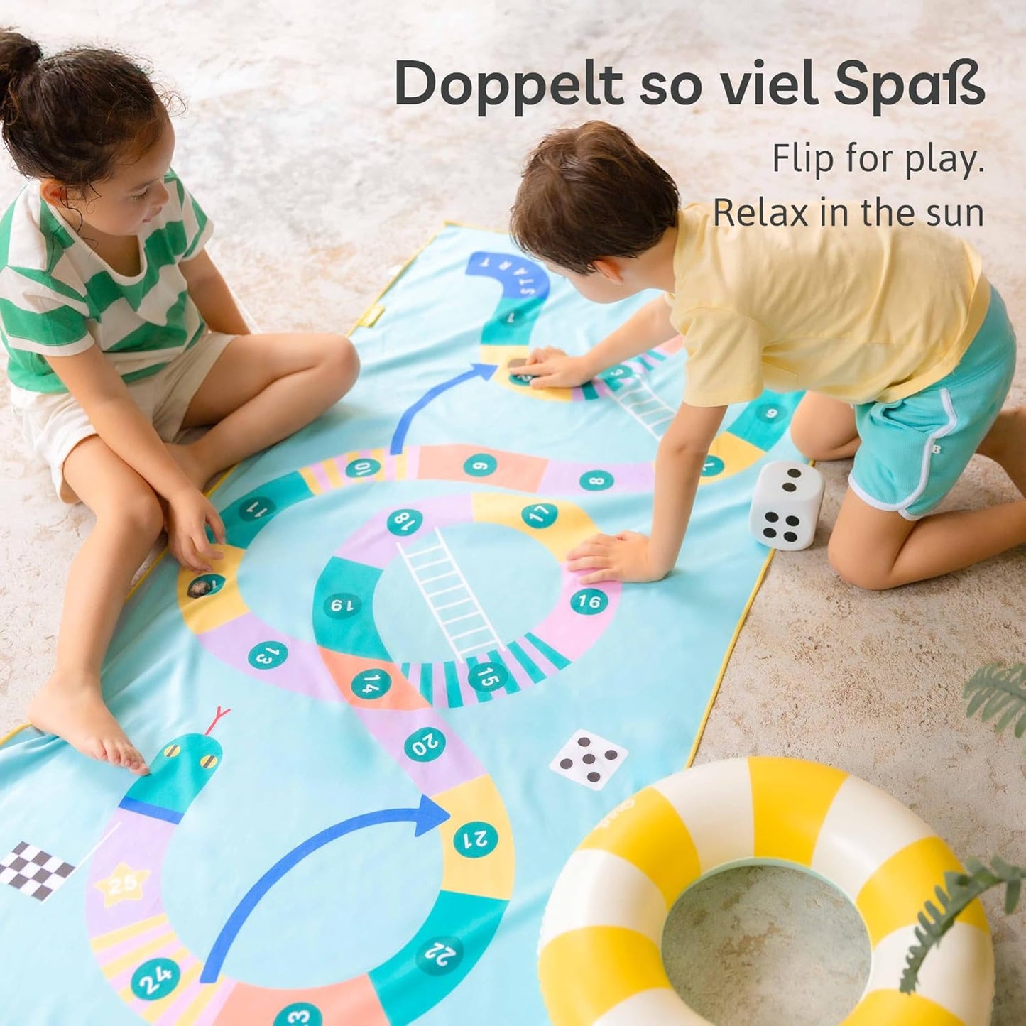 Strand- und Poolhandtuch für Kinder, Schlangen und Leitern L - 180 x 100cm
