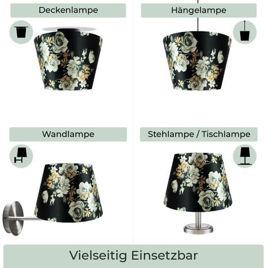 Lampenschirm, 35 cm, Blumen XXL = ØU: 35cm | ØO: 27cm | H: 20cm
