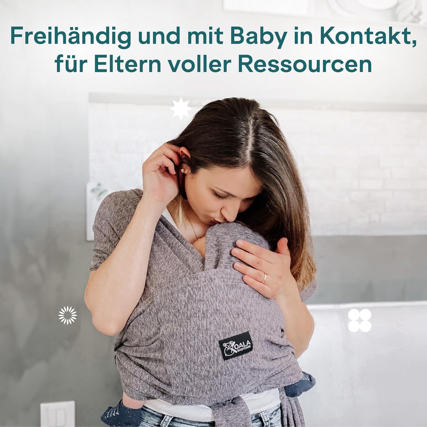 Babytragetuch für Neugeborene bis 9kg, Anthrazitgrau
