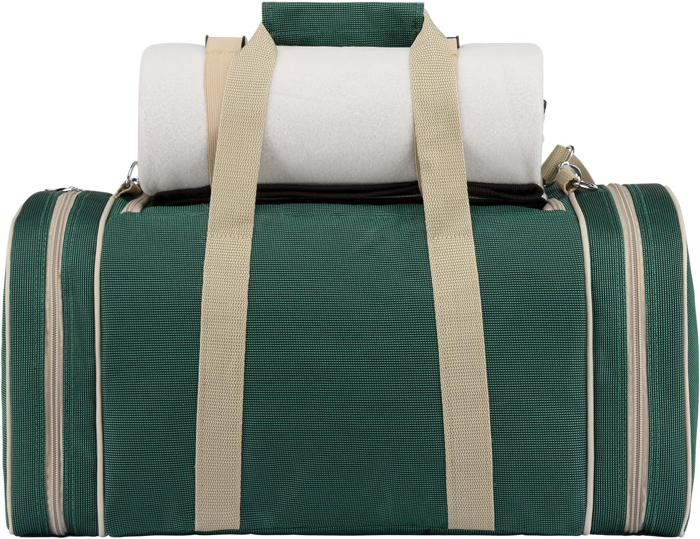 Picknick-Set mit Kühltasche und Decke für 4 Personen, 3337: Dunkelgrün Beige