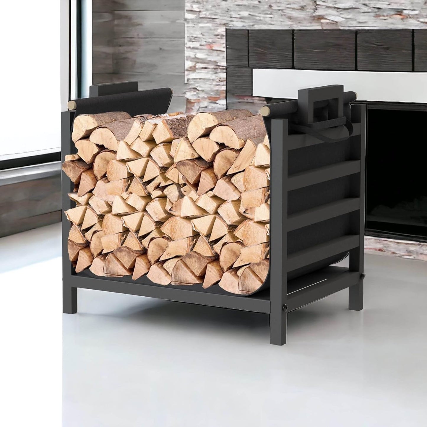 Kaminholzregal mit Tragetasche
