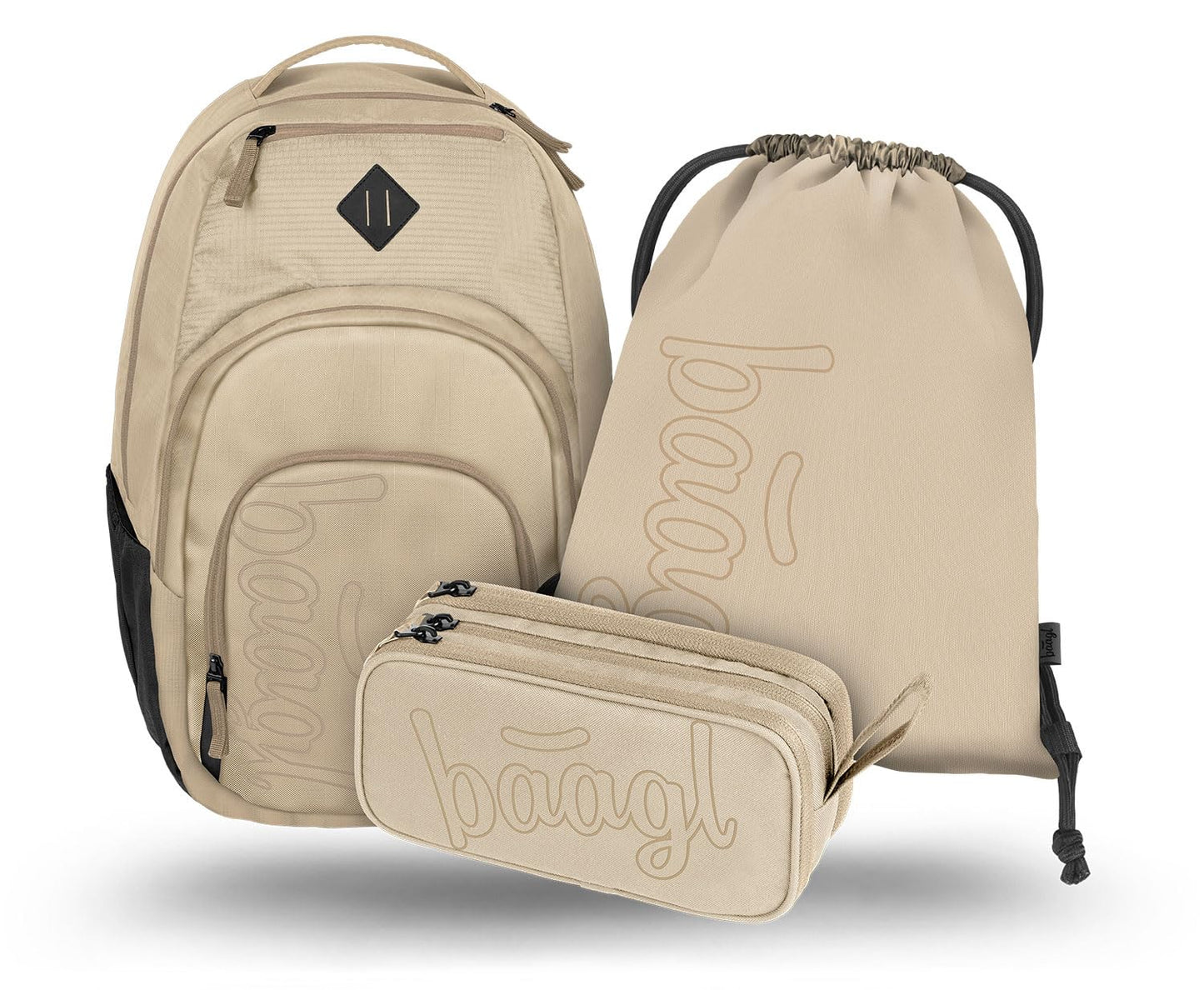3-teiliges Schulrucksack-Set, Beige