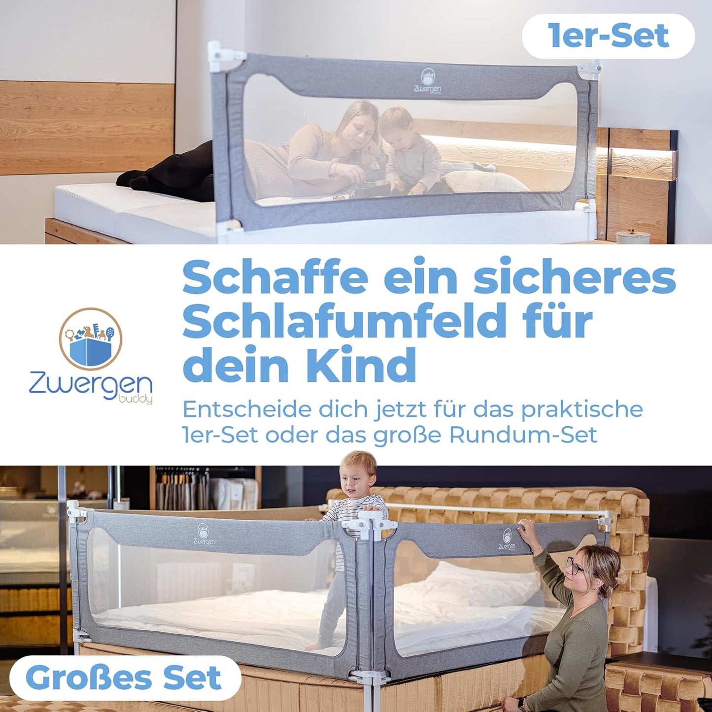 Höhenverstellbares Bettschutzgitter (180 cm), 1er Set 180 cm