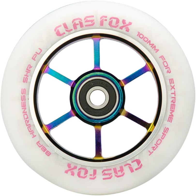 Pro Stunt Scooter Räder 110mm (2 Stück) mit ABEC-9 Lager, Weiss-Regenboge