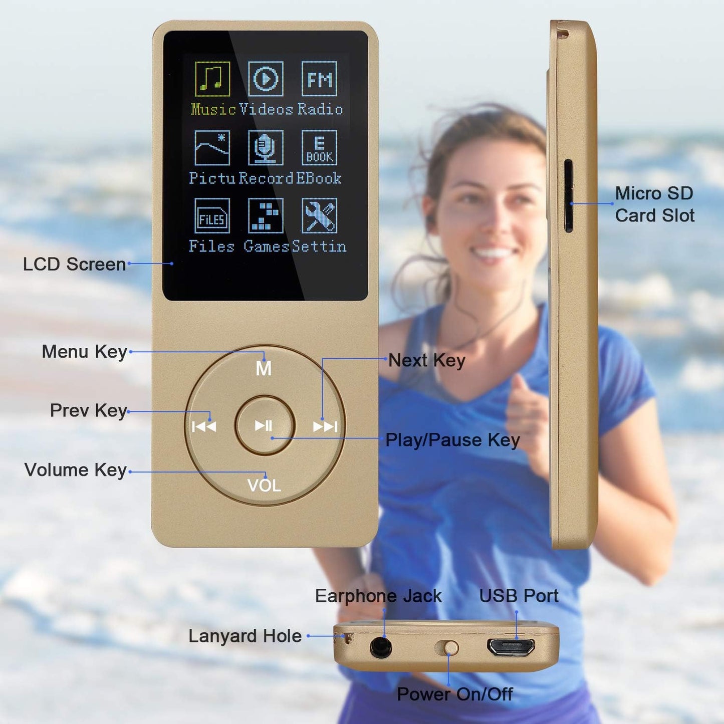 Music Player, 8G, Gold