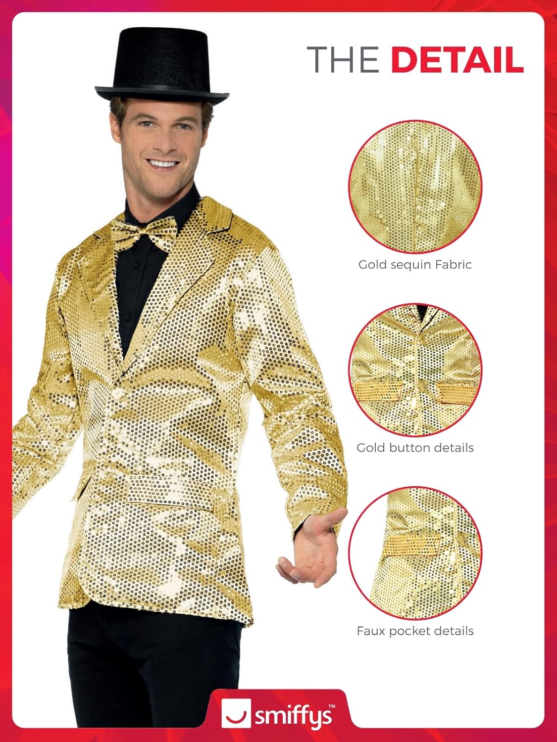Herren Paillettenjacke, M Gold