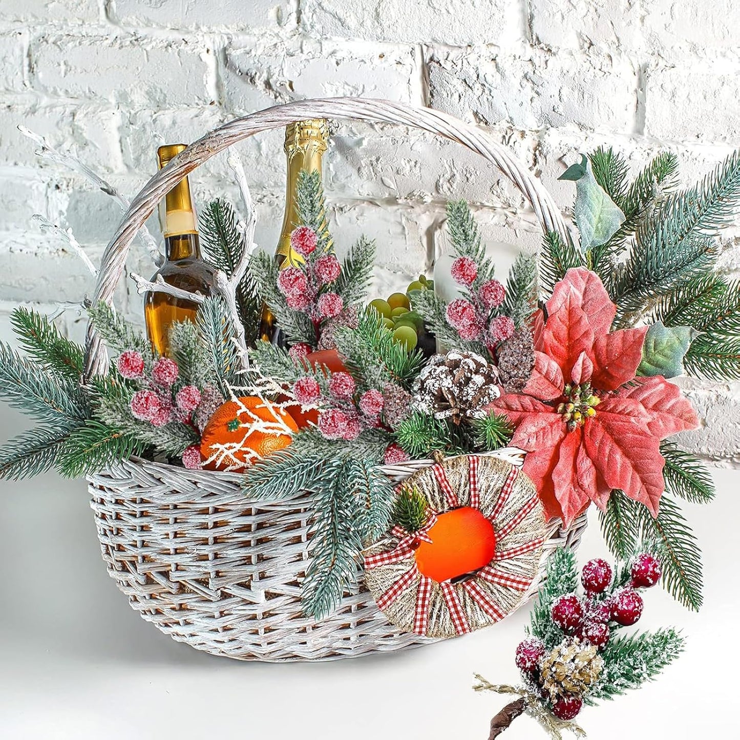 Künstliche Weihnachtsdeko Zweige, 24 Stück, Rot und Grün