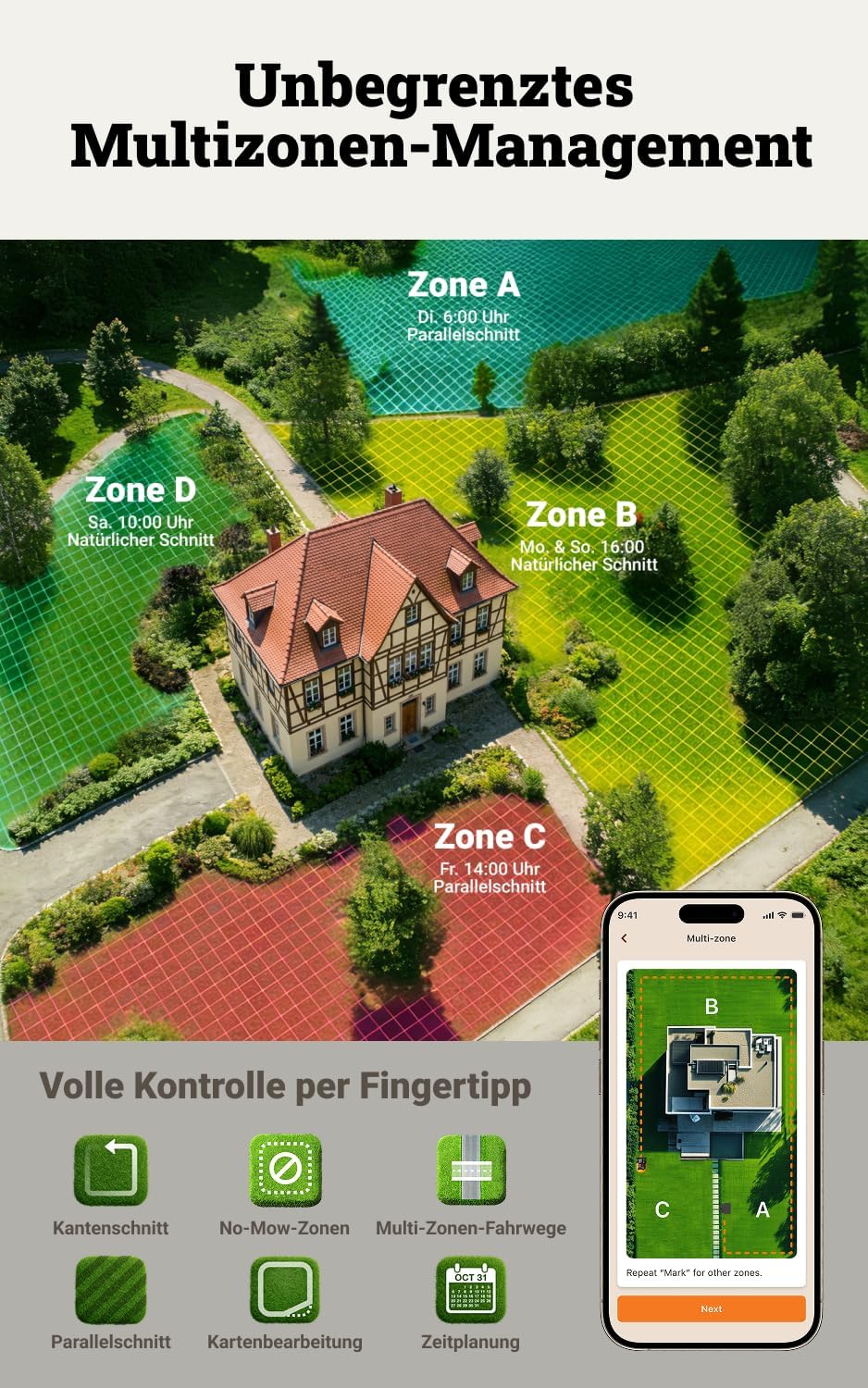 Landroid Vision Cloud Mähroboter, 1800 m² 2WD Mähroboter