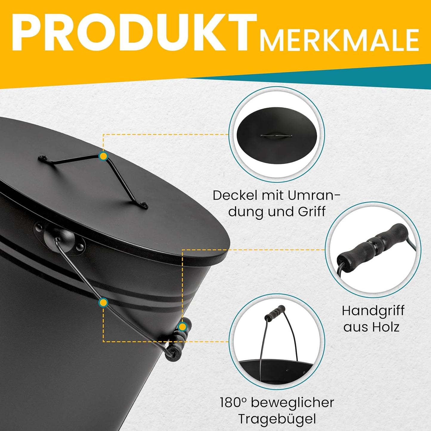 Ascheeimer mit Tragegriff