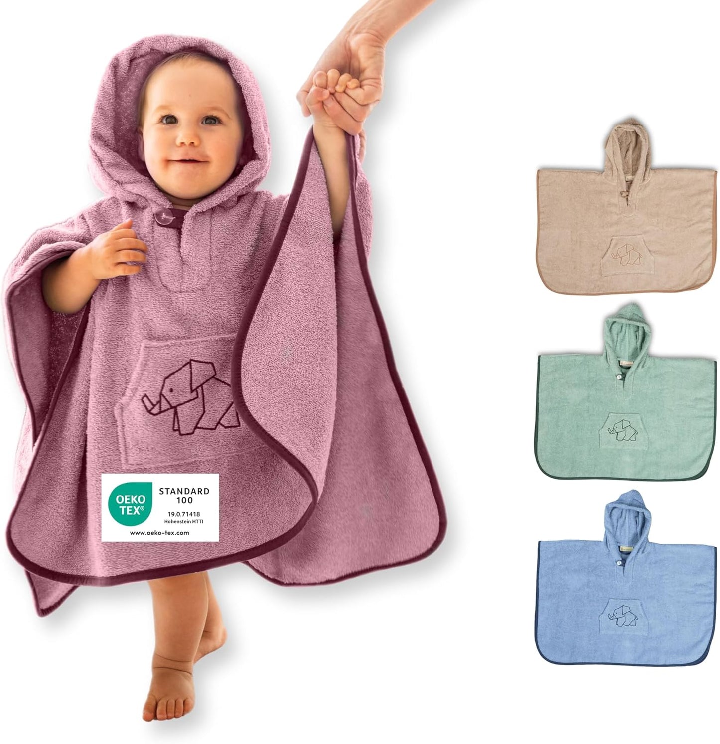 Badeponcho für Babys und Kleinkinder, Rosa Badeponcho