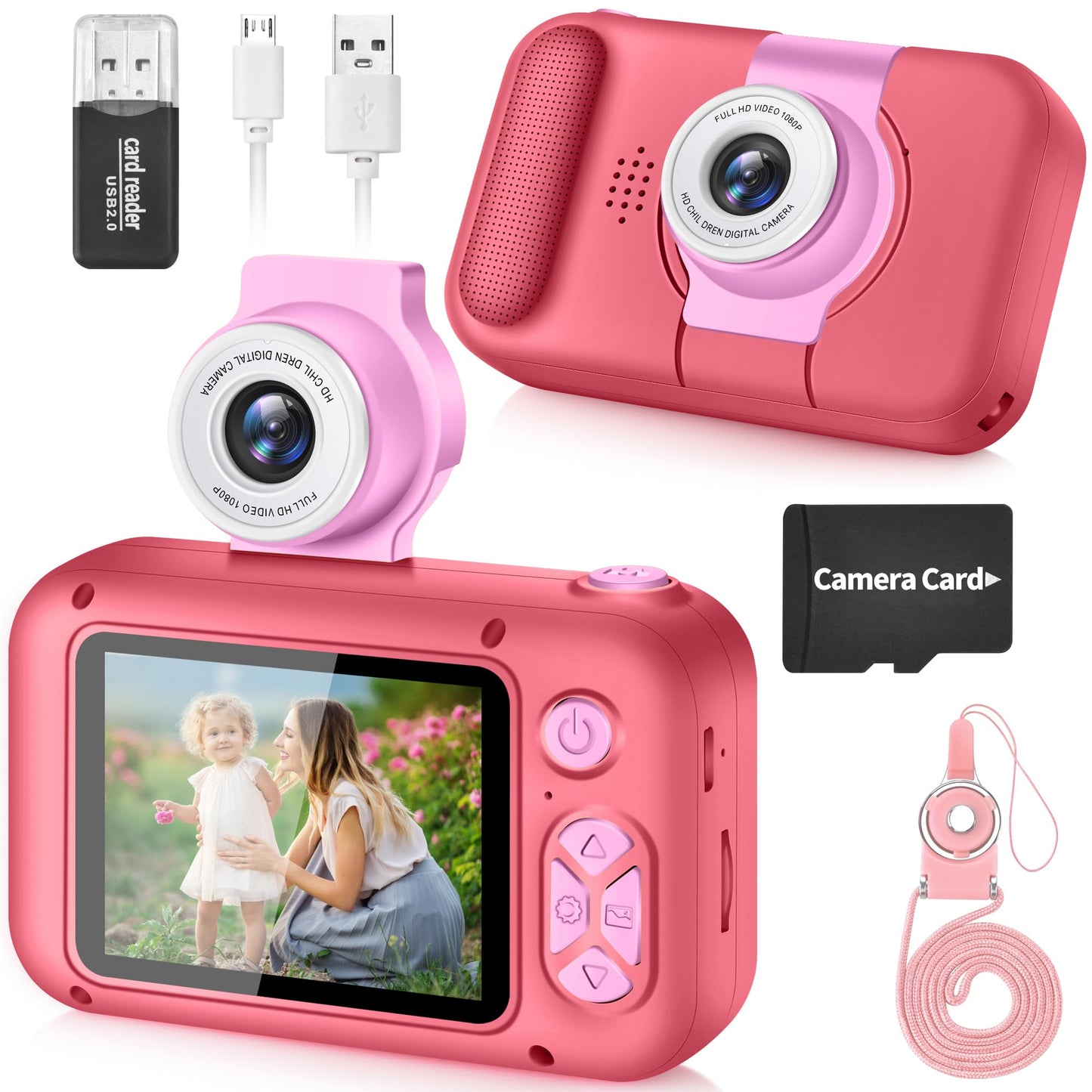 Digitalkamera für Kinder, Karminrot