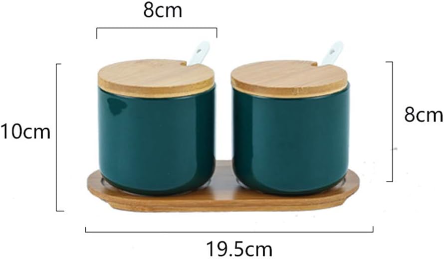 Gewürzdosen-Set mit Löffel und Bambusdeckel, Grün, 2er Set