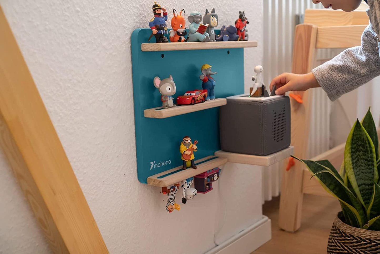 Toniebox Figurenregal für Kinderzimmer, Display-Regal Türkis