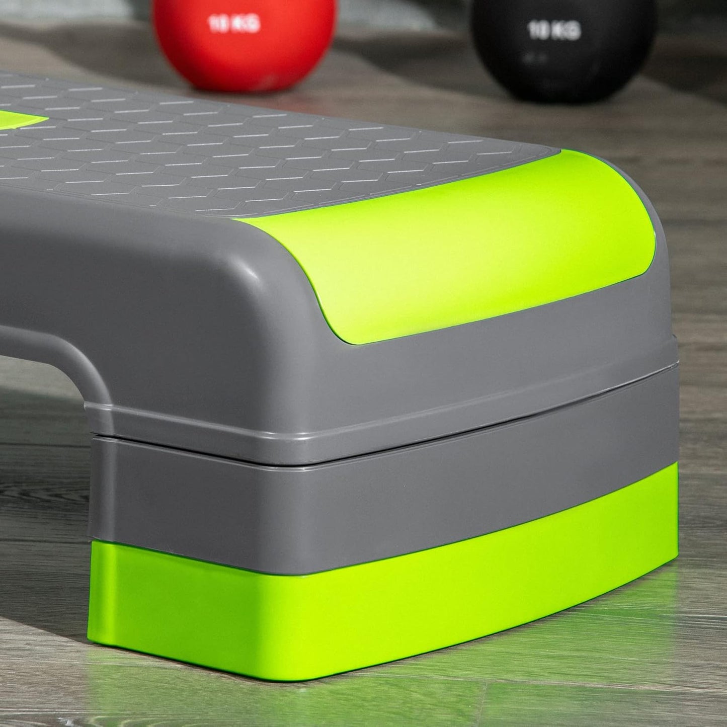 Aerobic-Stepper Steppbrett höhenverstellbar (10-20 cm), Grau+Grün