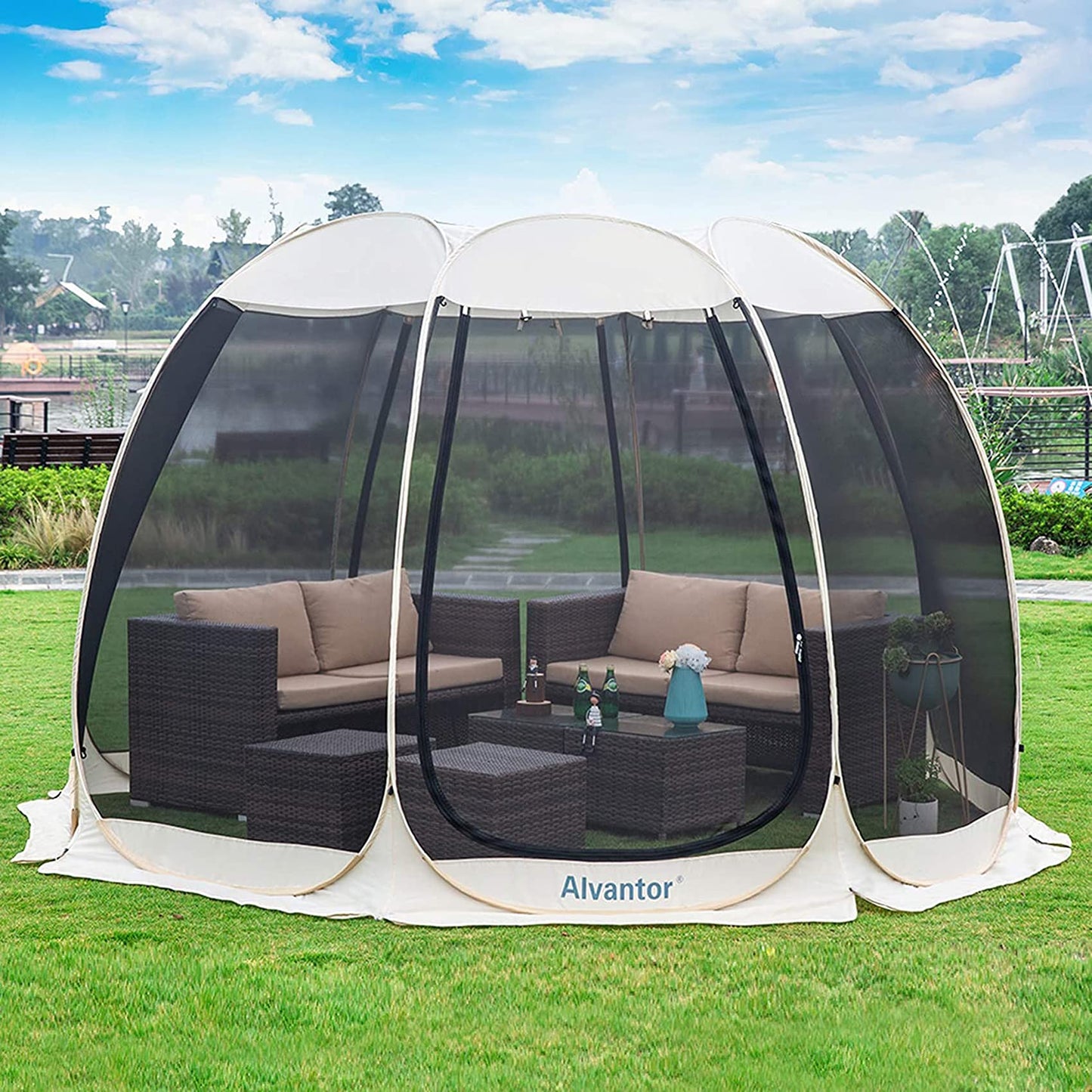 Pavillon Screen House mit Moskitonetz, 10'x10' Beige