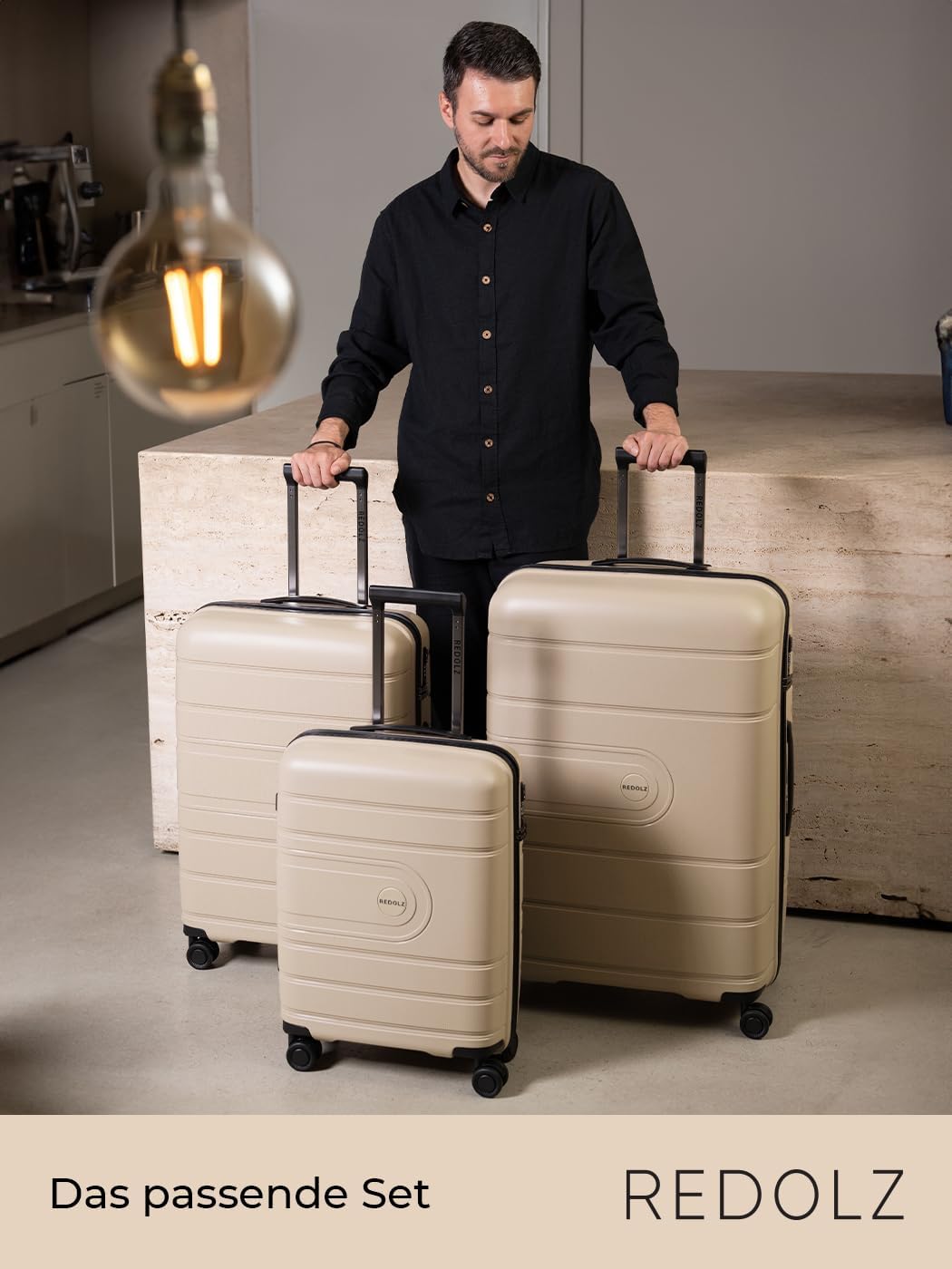 Essentials 11 3-SET 4 Rollen Kofferset 3-teilig, Beige Kofferset (3-teilig)