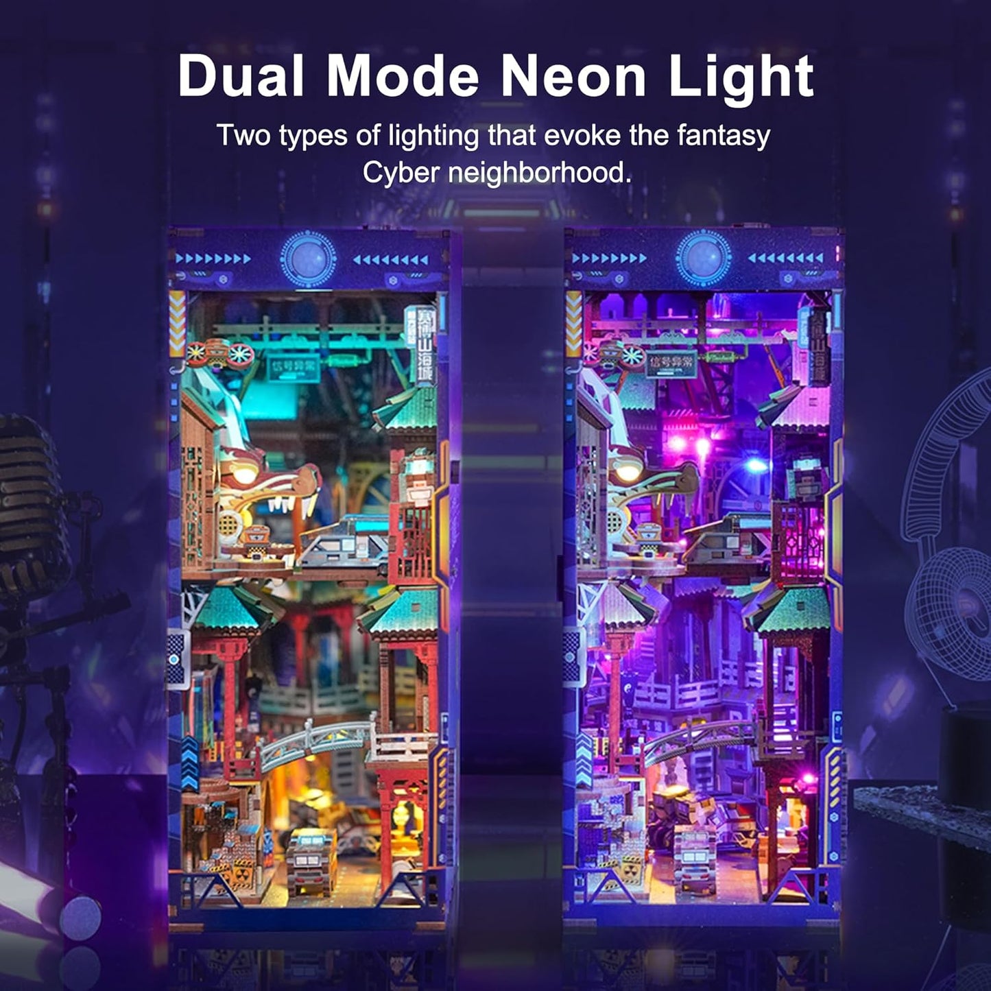 3D Holzpuzzle Book Nook Cyber City, Cyber City