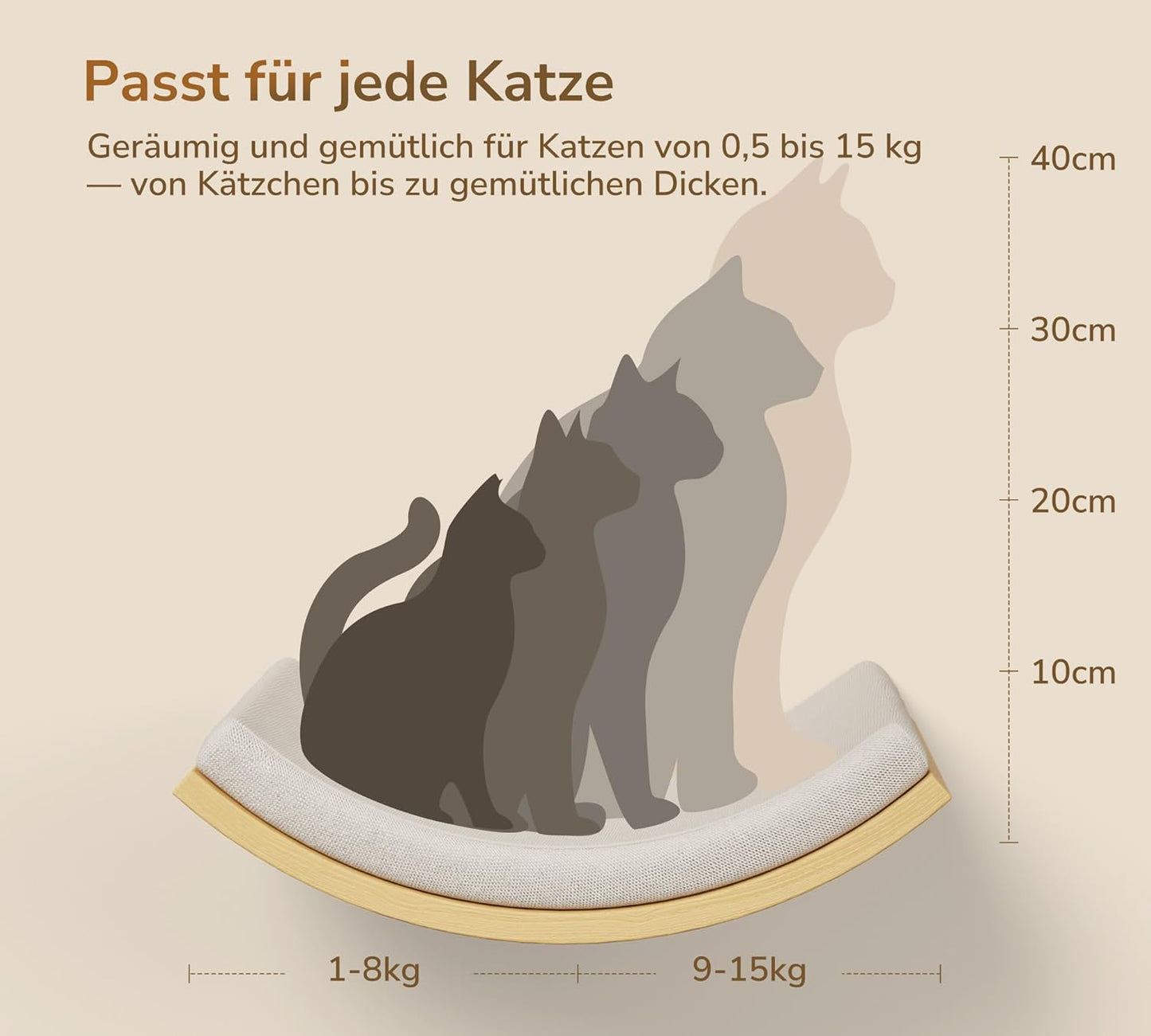Katzen-Kletterwand-Set mit Plattformen und Treppen, Beige 2PC Pedal + 2PC Katze Wandregal