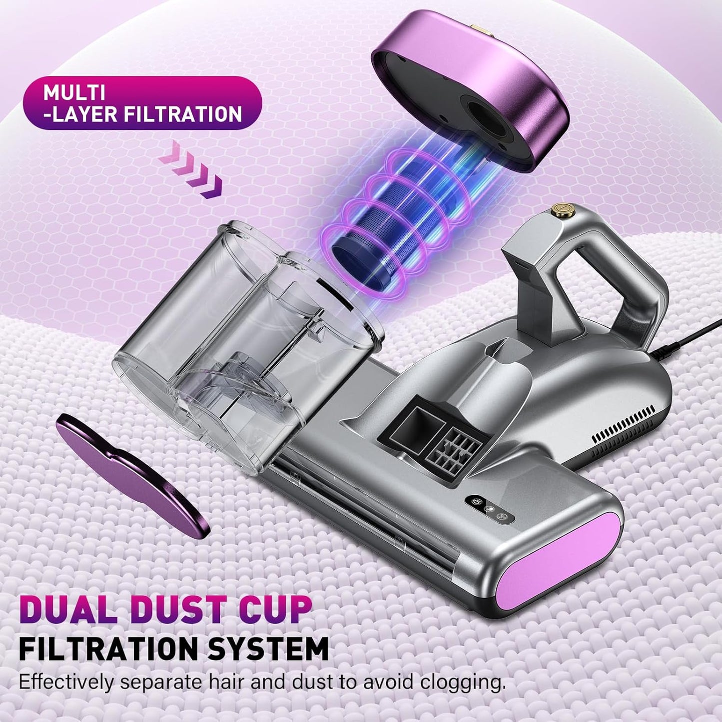 Milbensauger mit UV-Licht und Ultraschall, Purple