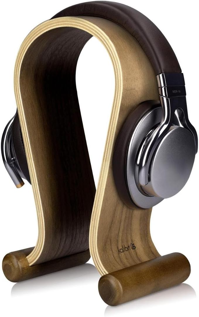 Kopfhörerhalter für Gaming Headsets, Walnussholz Braun