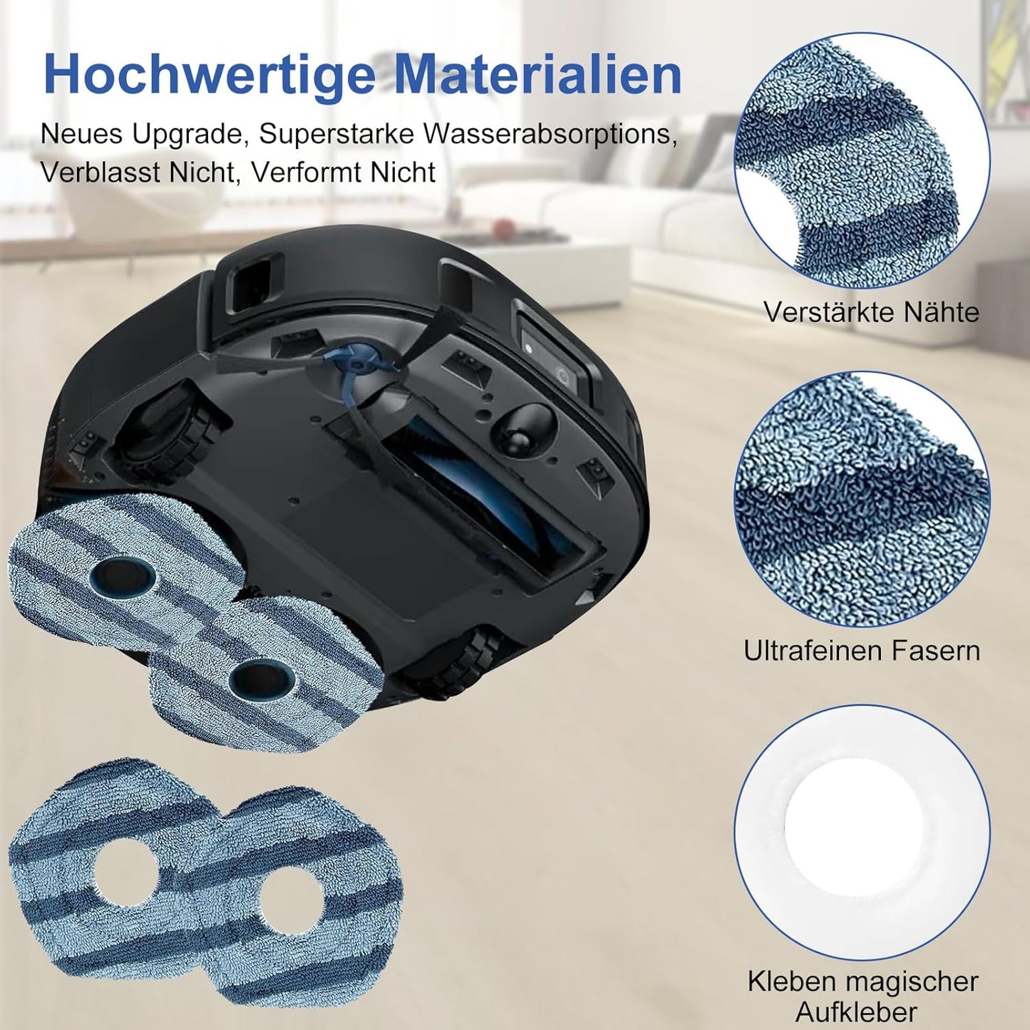 8 Stück Wischtücher Ersatzset für Eufy X10 Pro/X9 Pro, Wischpad für Eufy X10 Pro Omni