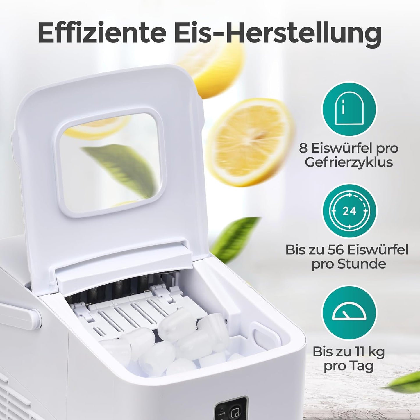 Eiswürfelmaschine, Kompakt (1L) Weiß