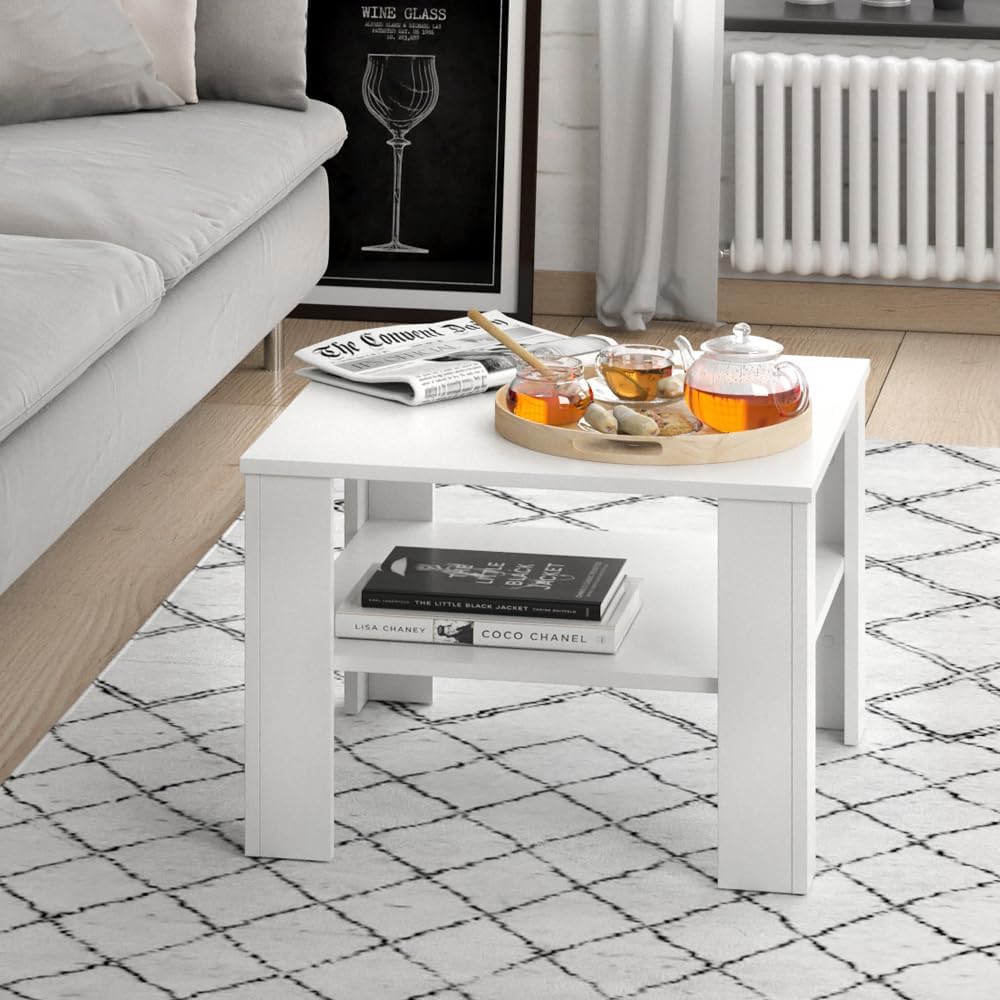 Couchtisch Homer, Weiss, 60x42x60 cm
