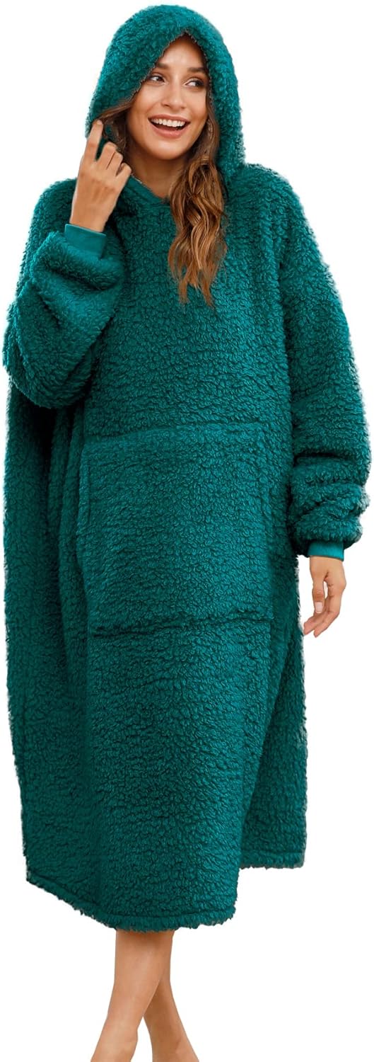 Übergrosse Sherpa-Decke mit Kapuze, Einheitsgröße Malachit