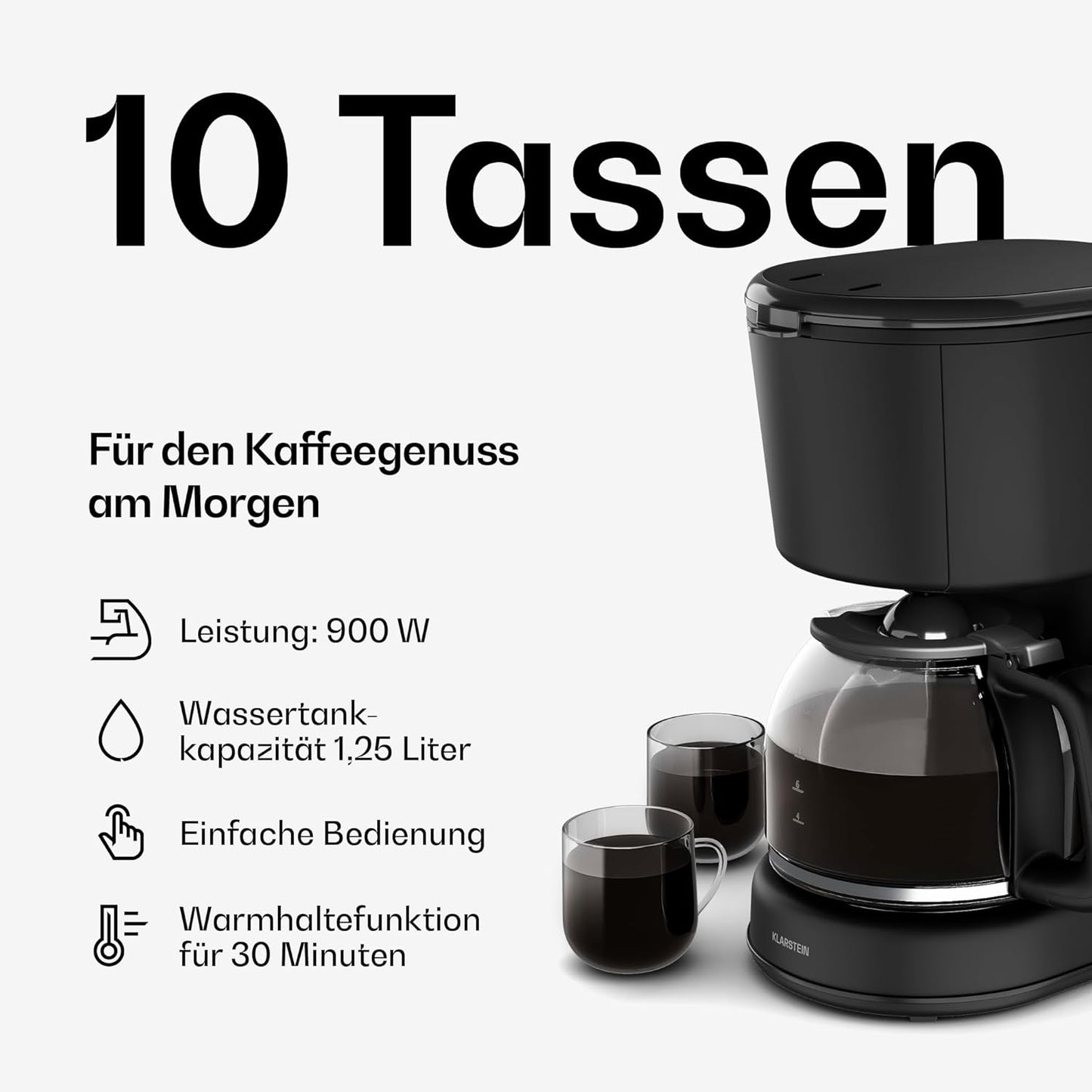 Velaire Frühstücksset: Toaster, Wasserkocher, Kaffeemaschine, Schwarz Komplettset