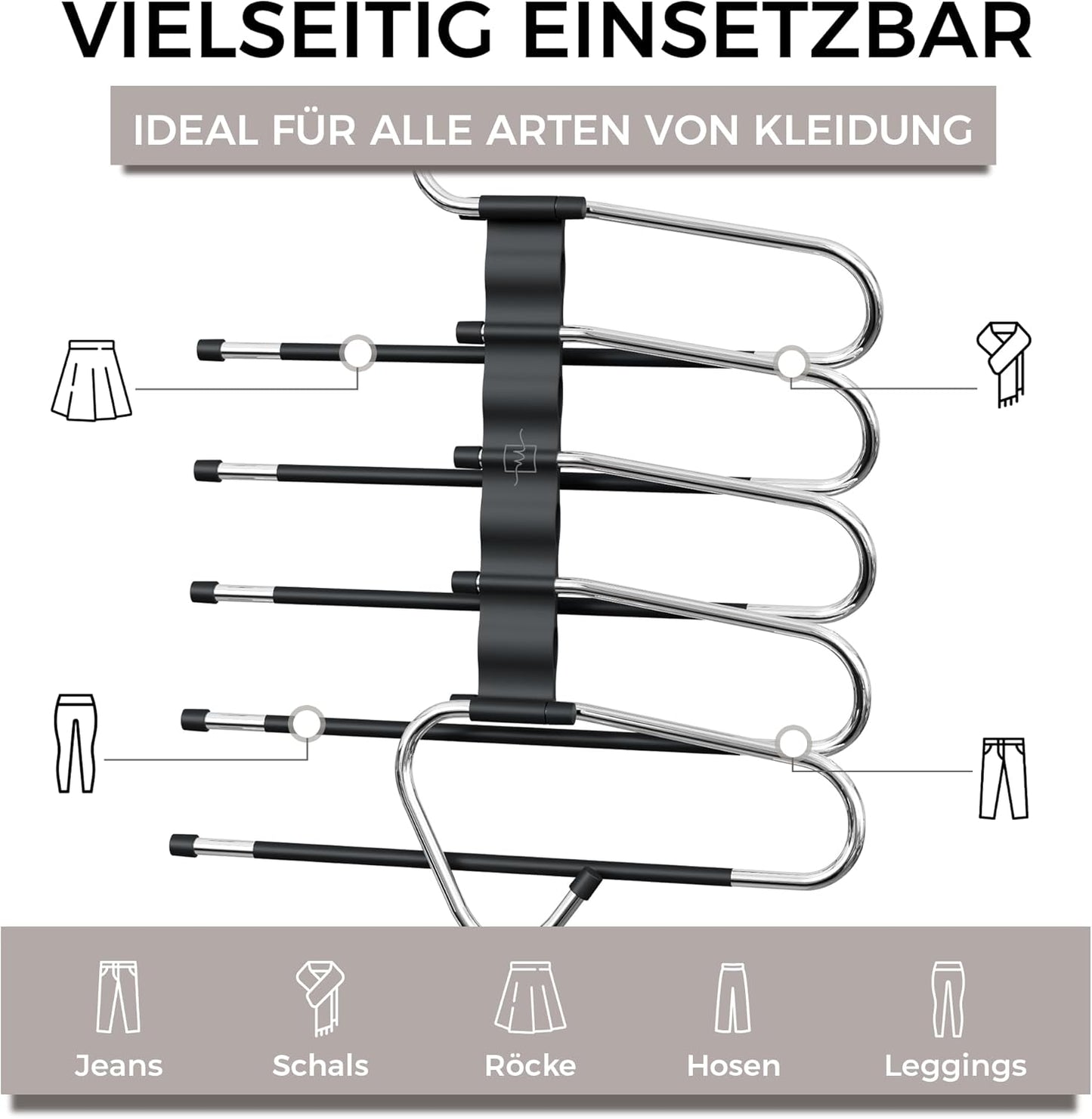 2er-Set Mehrfachhosenbügel, Schwarz 2er-Pack