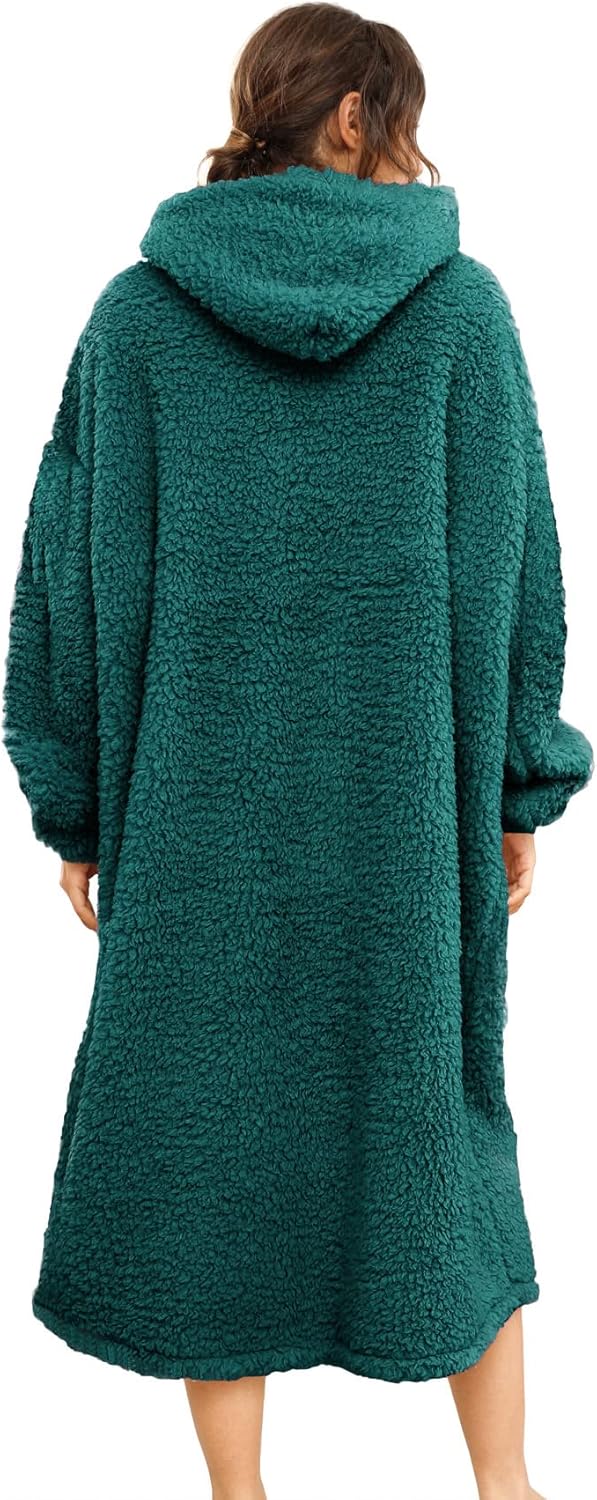 Übergrosse Sherpa-Decke mit Kapuze, Einheitsgröße Malachit