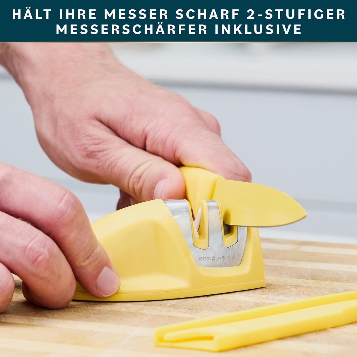 5-teiliges Messerset mit Schutzhüllen & Messerschärfer, 5 Stück mit Scheide - vielfarbig