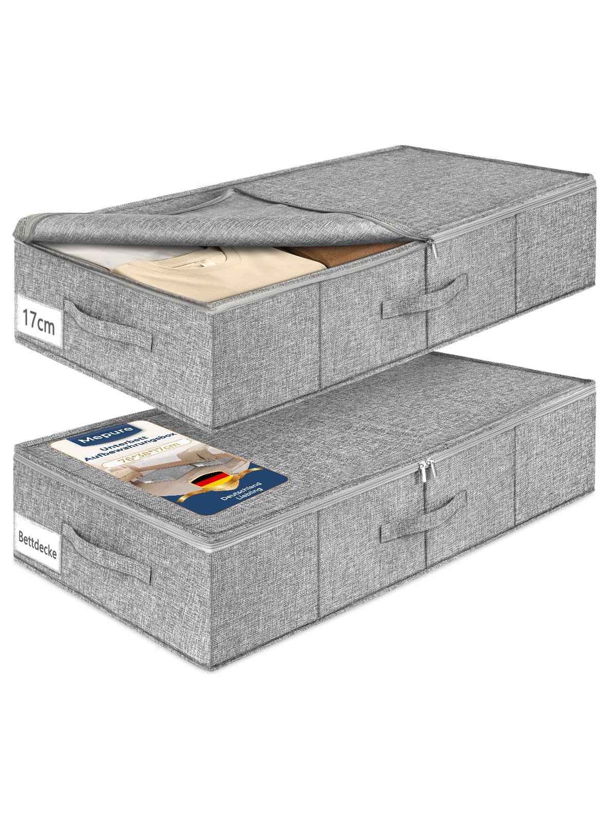 Faltbare Unterbettkommode, 2 Stück, 2pcs-grau 50L