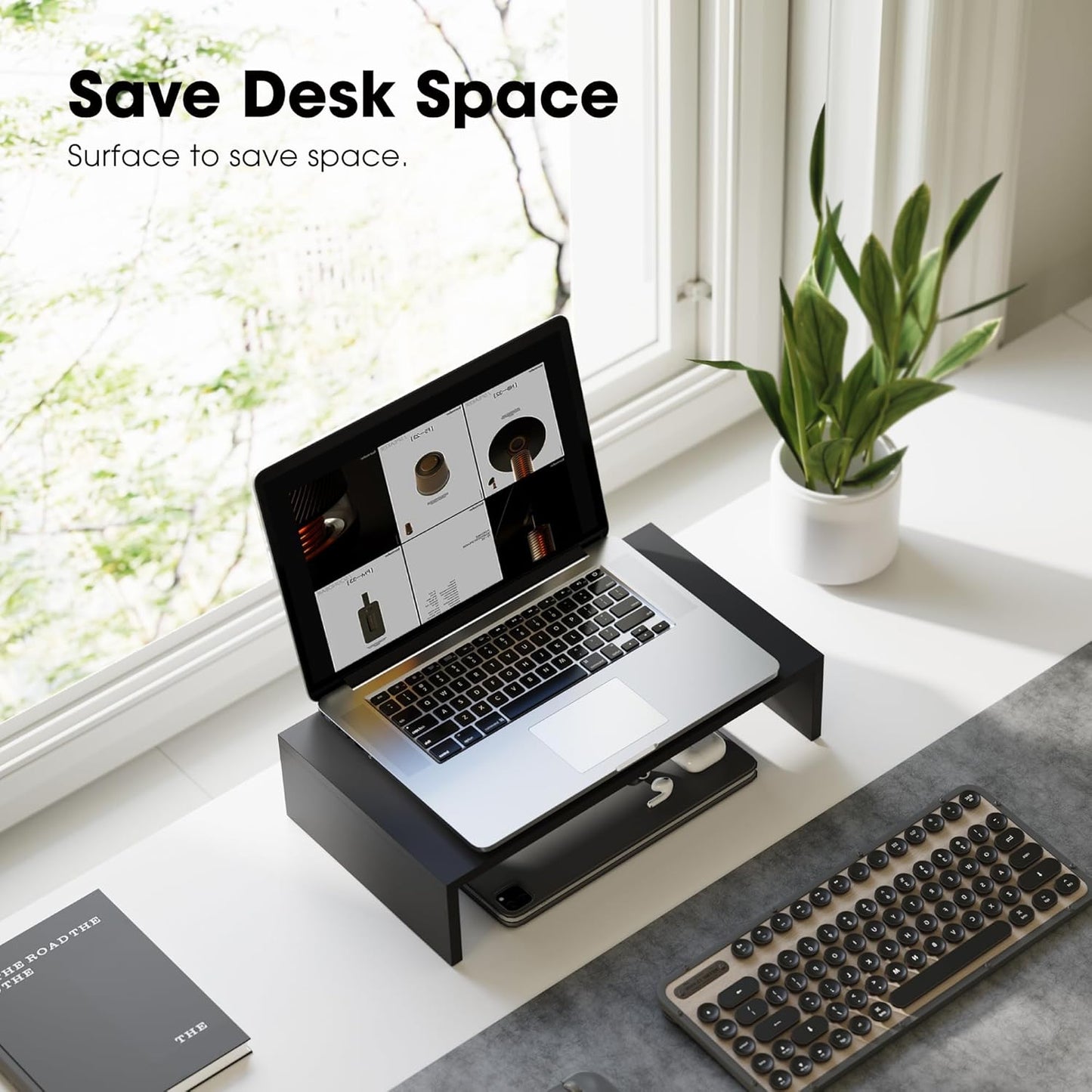 Ergonomischer Monitor- und Laptopständer, DT104201WB, 42.5x23.5x10cm Schwarz