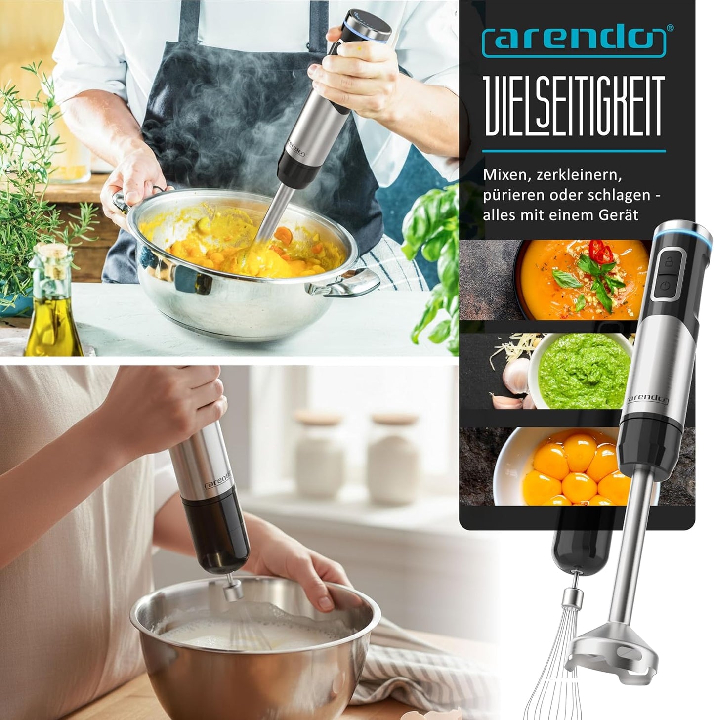 Kabelloser Stabmixer mit Zubehör-Set, D: Kabellos