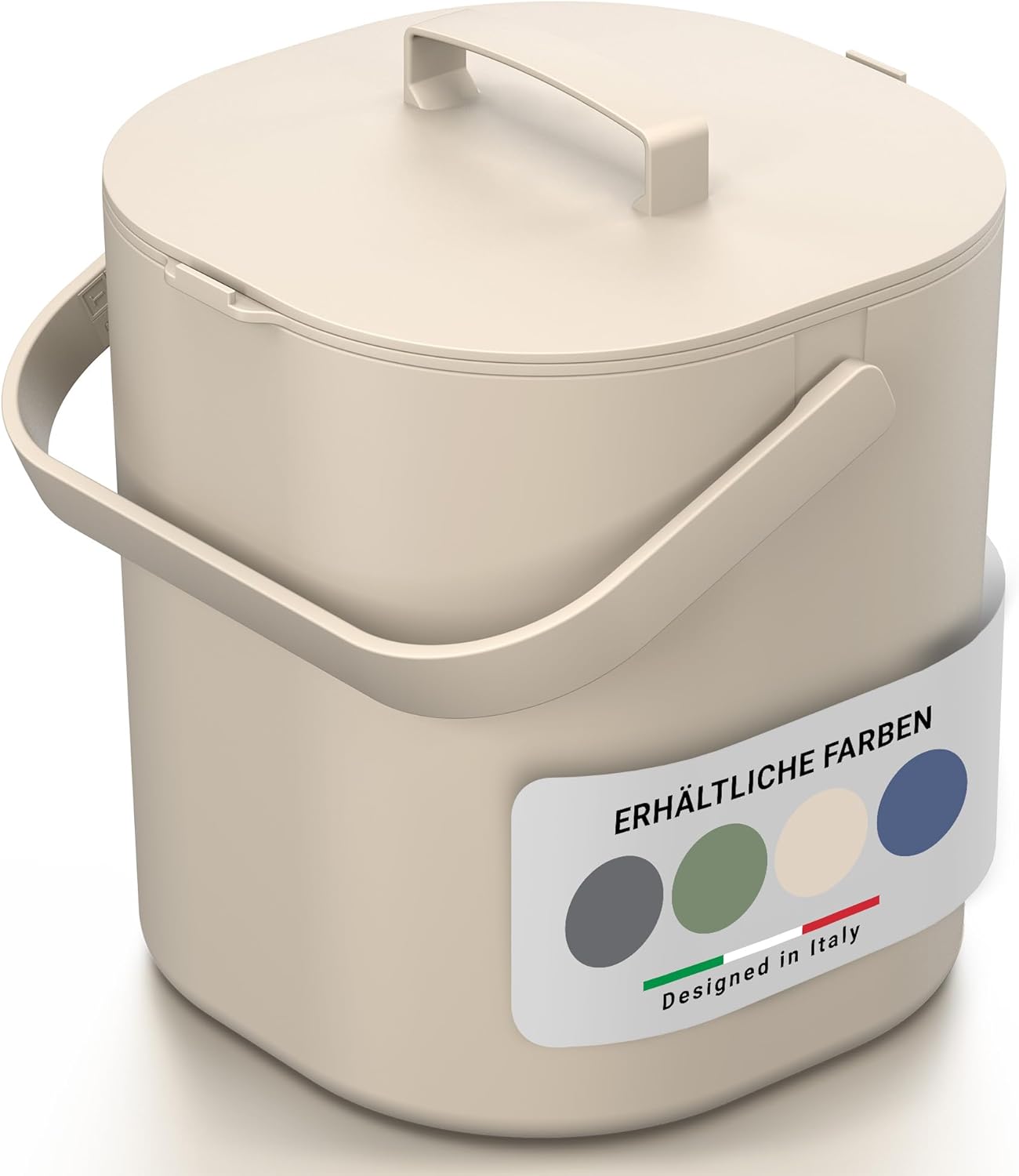 Komposteimer mit Deckel & Innensieb, Beige 6L