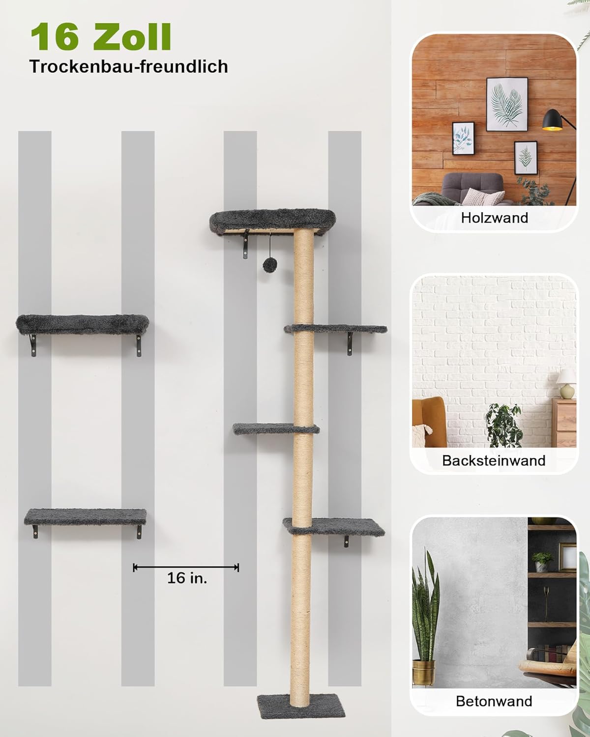 Katzen-Kletterwand, Grau