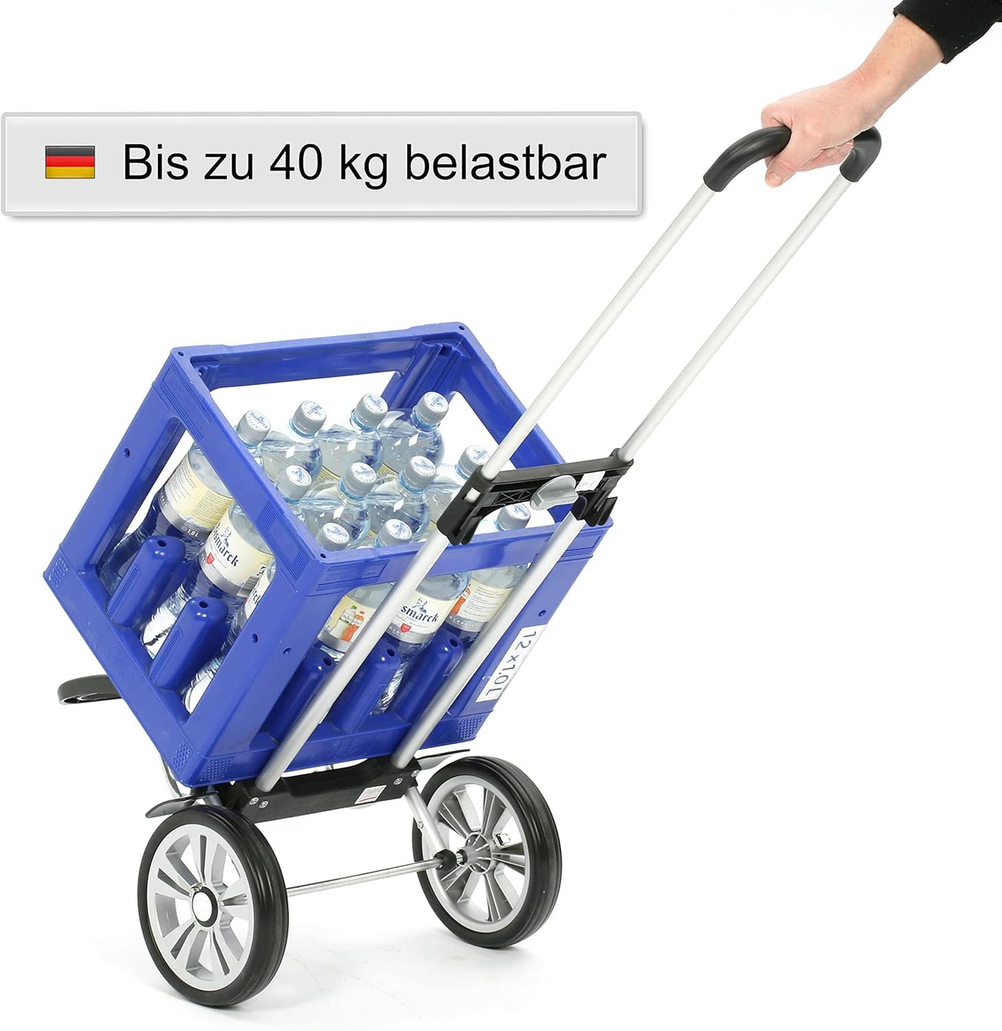 Höhenverstellbarer Einkaufstrolley Alu Star Shopper Ture mit abnehmbarer 50 L Einkauftasche, Beige