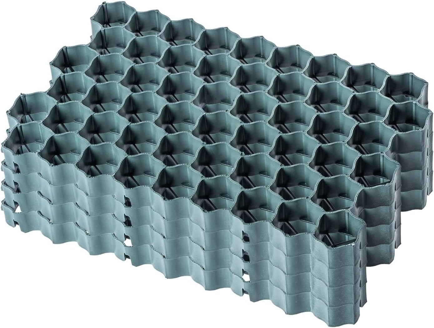 4-teiliges Rasengitterplatten-Set, Grün Rechteckig, 4 Stück