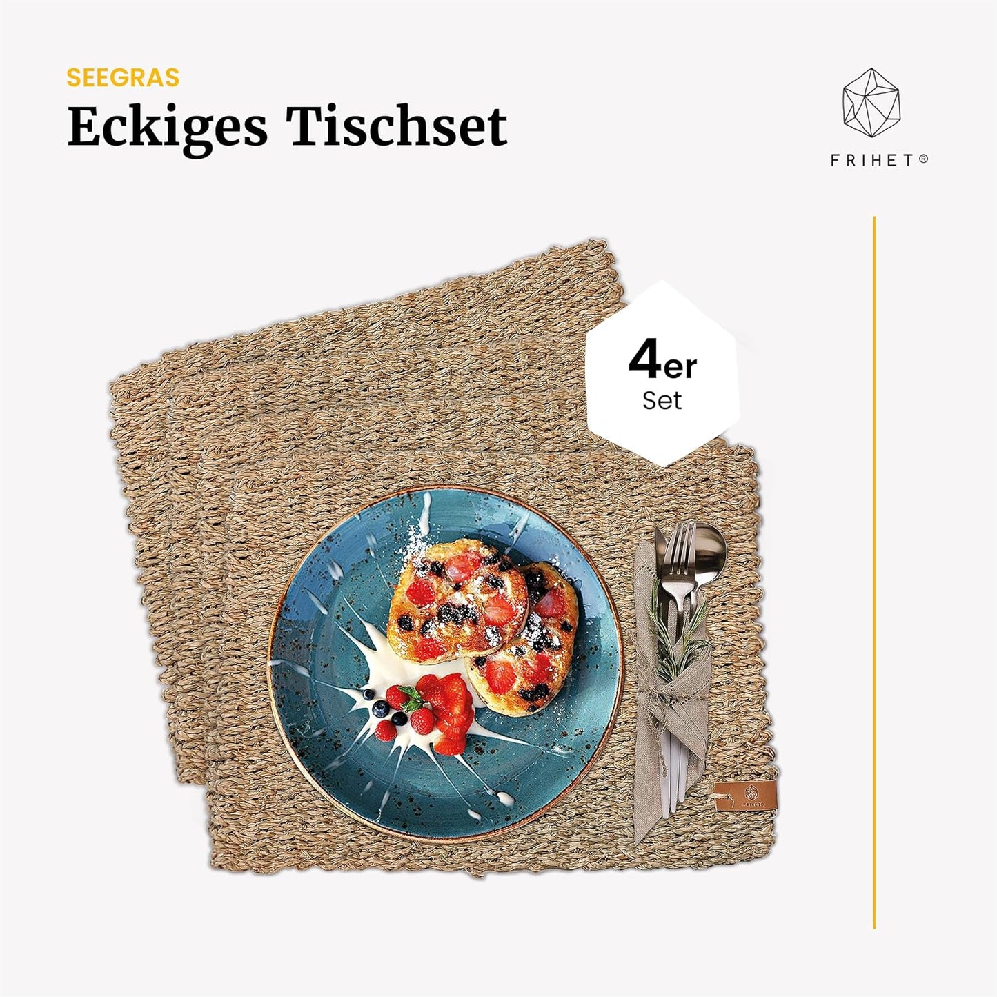 Tischset aus Seegras, 4 ; eckig 40x30cm